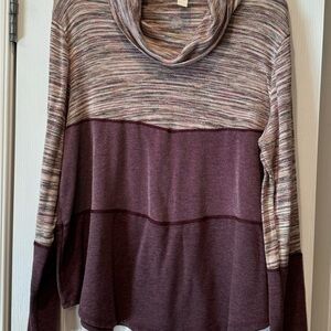 Active C Purple Striped Cowl Neck Sweater XL